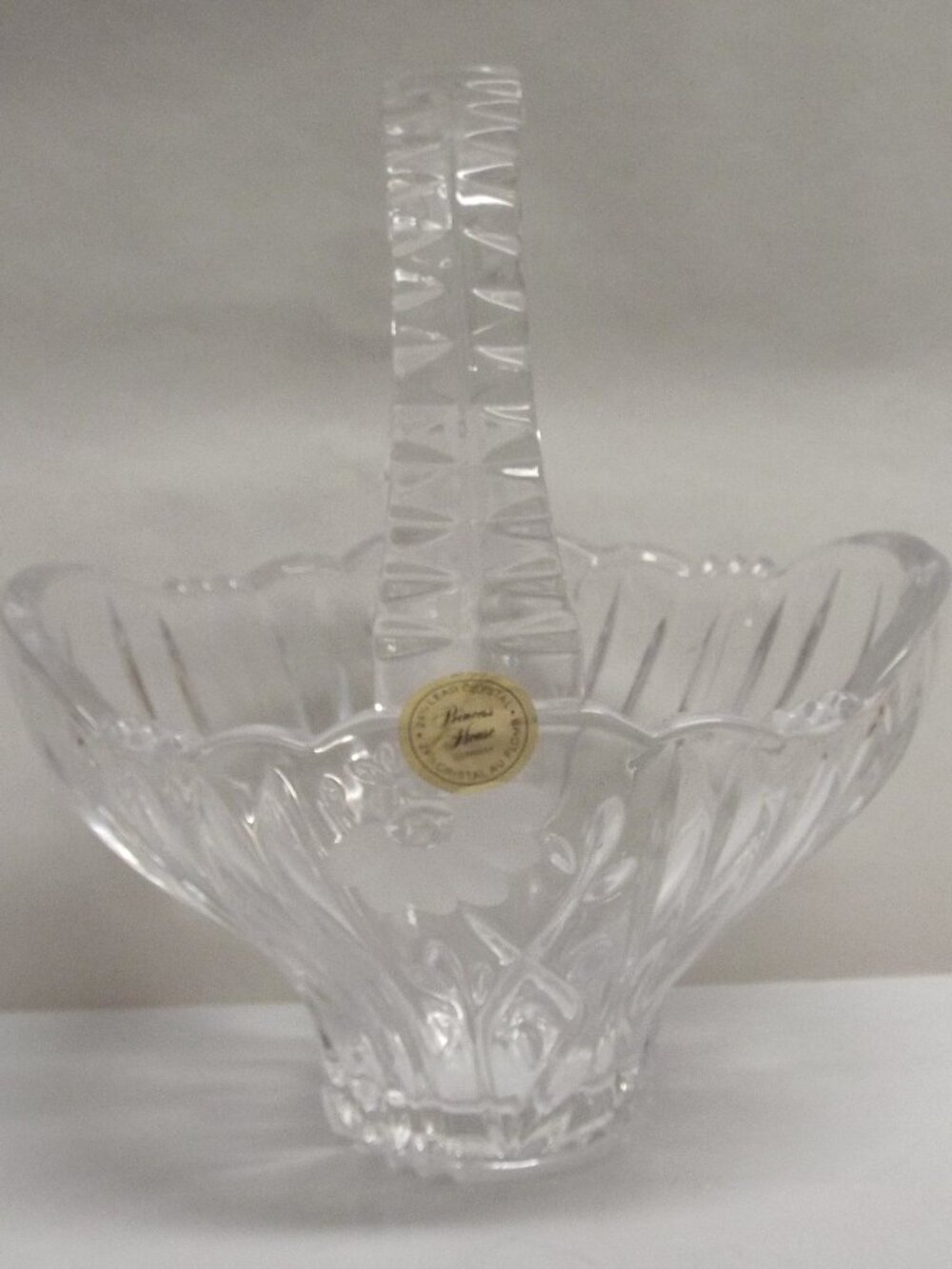 VINTAGE Princess House Heritage Lead Crystal Basket - Floral Pattern, 6 in, NICE